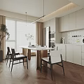 Restaurant Dining Table and Chair Combination Sideboard 3d model