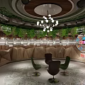 Sansheng Hong Art Gallery Interior Design With Wooden Reception Desk Green Plant Wall And Chandelier