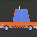 Orange Taxi Toy Model With Blue Windows White Wheels Roof Sign And Lettering