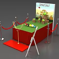 Angry Birds Themed Exhibition Display Shelf With Green Counter Red Ropes Carpet And Ladder