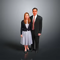 Two People In Formal Attire Standing Against Gray Background 3d model