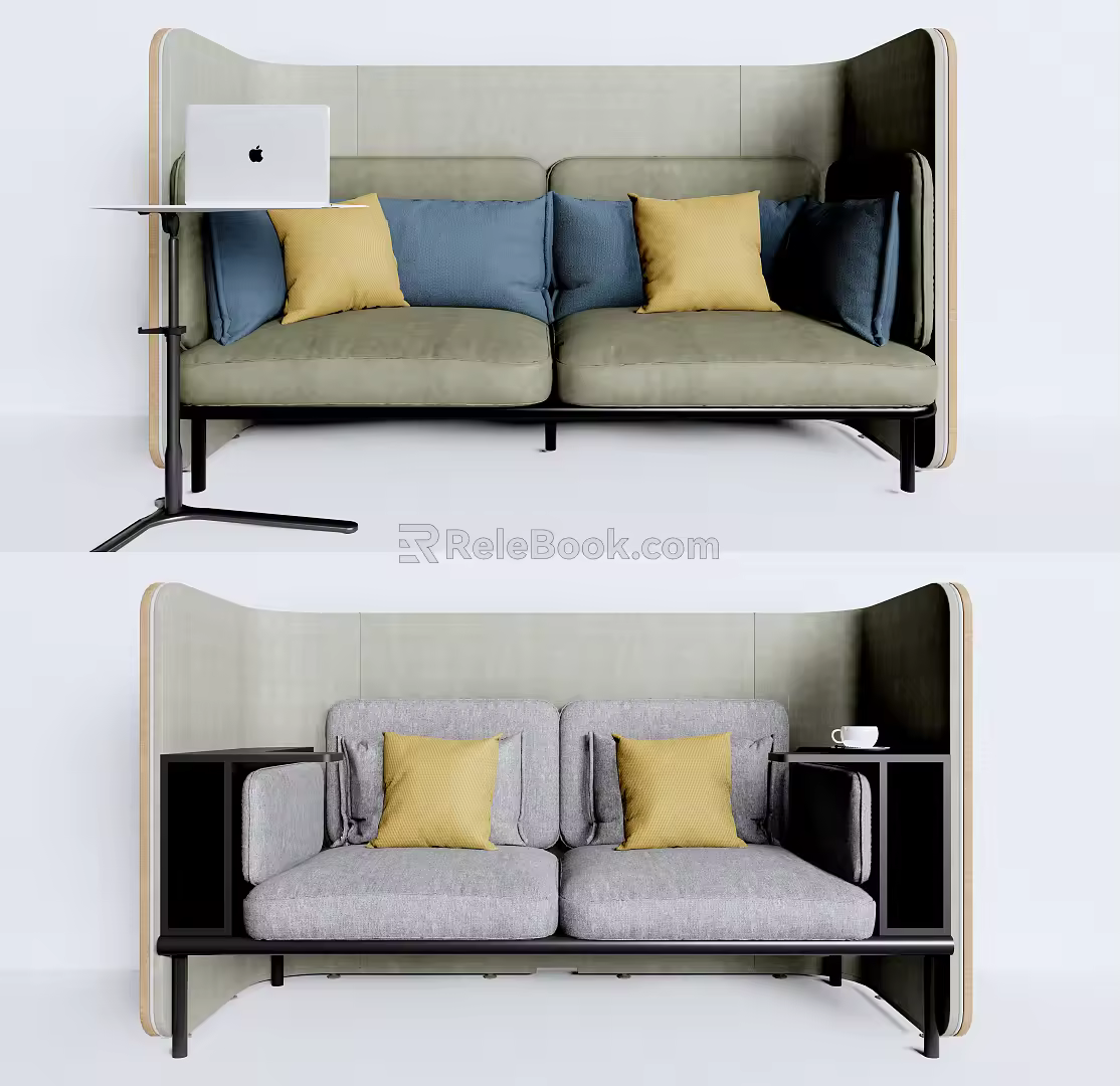 Modern Double Sofa Card Seat Sofa Double Sofa Office Sofa 3d model