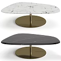Modern Irregular Shaped Coffee Tables Featuring White And Black Marble Tops With Gold Metal Bases