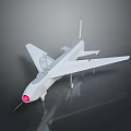 White Model Airplane With Red Nose Cockpit Wings Tail Dark Background And Reflection 3d model