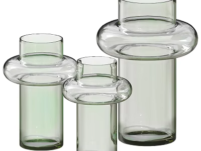 Modern Transparent Glass Vases With Unique Shape And Different Heights For Home Decor 3d model