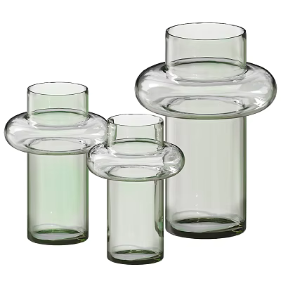 Modern Transparent Glass Vases With Unique Shape And Different Heights For Home Decor 3d model