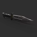 Tactical Knife With Black Handle Decorative Guard And Sharp Metal Blade 3d model