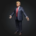 Man In Dark Blue Suit With Red Tie Standing With Arms Outstretched On Black Background