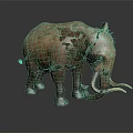 Realistic Brown Elephant With Large Ears And Long Ivory Tusks Standing