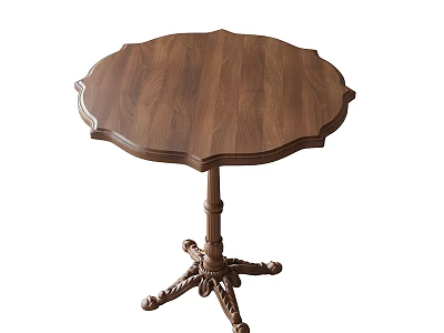 Round Wooden Table With Carved Legs And Clear Wood Grain Classic Design 3d model