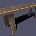 Sturdy Wooden Public Bench With Long Seat Simple Design And Natural Wood Grain