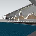 Sales office curve of modern demonstration area 3d model