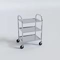 Sturdy Silver Three Tier Metal Trolley With Mobile Wheels For Utility
