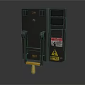 Industrial Switch Panel with ON OFF Labels Yellow Lever and Warning Signs