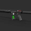 Modern Tactical Rifle With Black Finish Green Magazine And Red Accents
