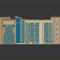 Islamic Style Architectural Model With Geometric Patterns And Blue Decorative Elements 3d model
