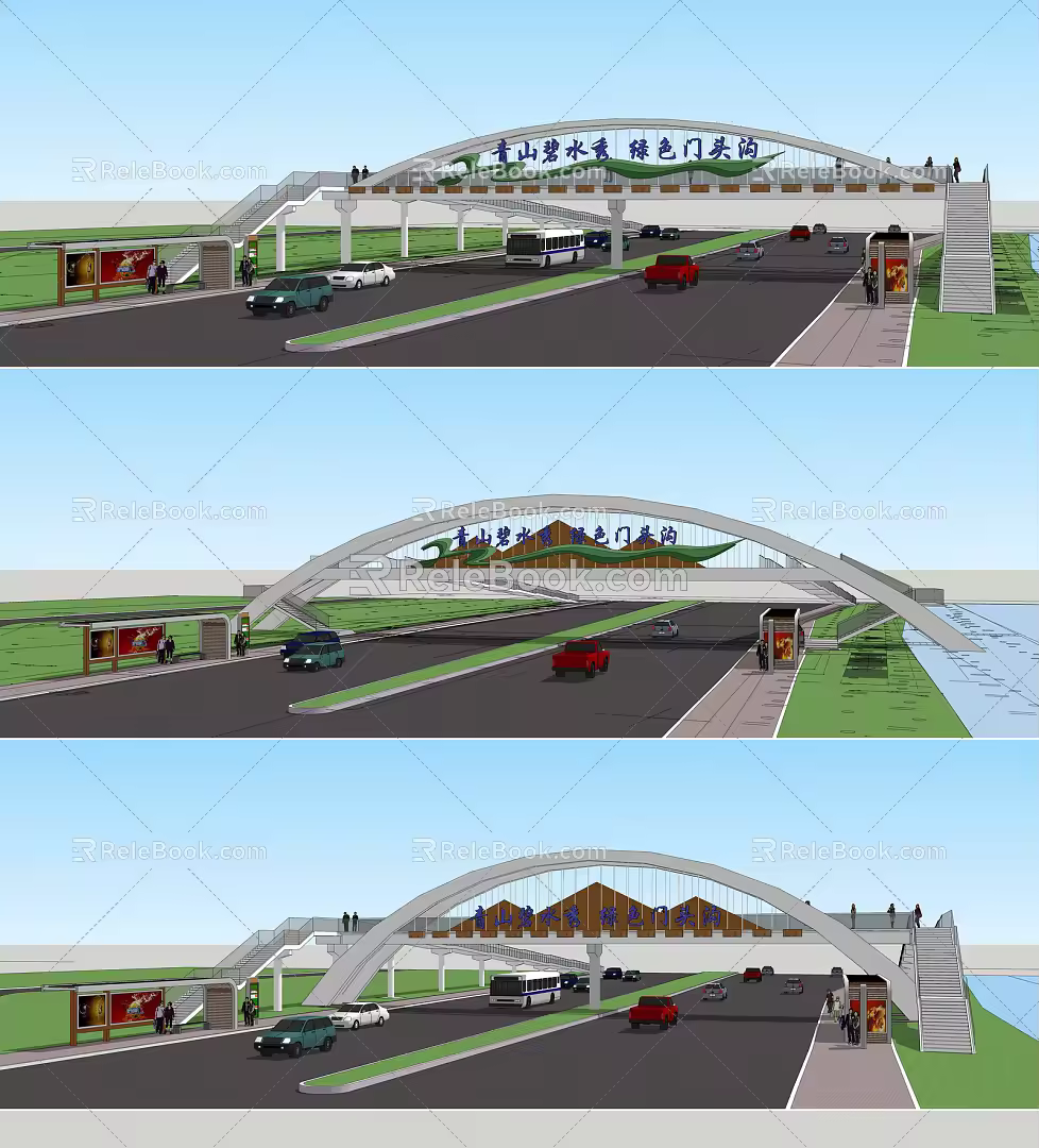 Modern People's Overpass Bus Overpass 3d model
