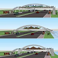 Modern People's Overpass Bus Overpass 3d model