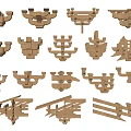 Traditional Wooden Architectural Brackets Featuring Various Intricate Designs And Classic Structures