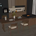 Modern Dining Room Interior Design With Wooden Table Chairs And Decorative Elements 3d model