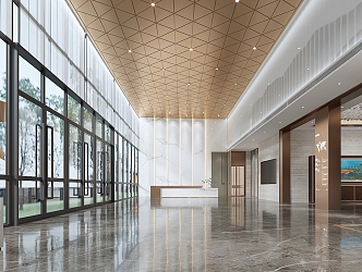 Modern Hall Office Lobby 3d model