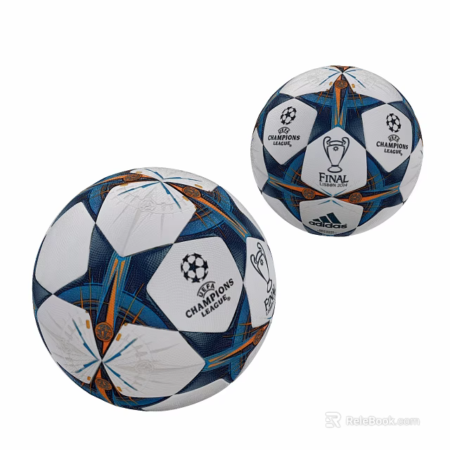 Adidas Champions League Final Soccer Balls With Blue White Design And Star Logo 3d model 