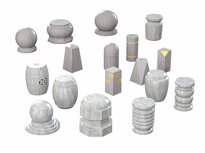 Modern car retaining stone 3d model