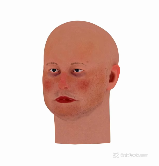 Man With Bald Head Red Spots On Face And Red Lips 3d model 