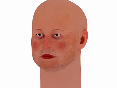 Man With Bald Head Red Spots On Face And Red Lips 3d model