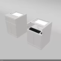 Modern White Computer Workstations With Built in Screens Keyboard And Storage Cabinets 3d model
