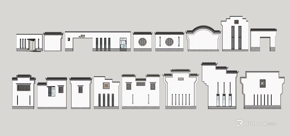 Traditional Garden Wall Design With Ornamental Patterns And Architectural Shapes 3d model