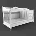 Classic White Baby Crib With Decorative Details Pink Mattress And Drawers