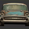 Old Rusty Turquoise Vintage Car With Beige Roof And Classic Design