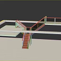 Modern Wooden Staircase Design With Steps Handrail Platform And Railing 3d model