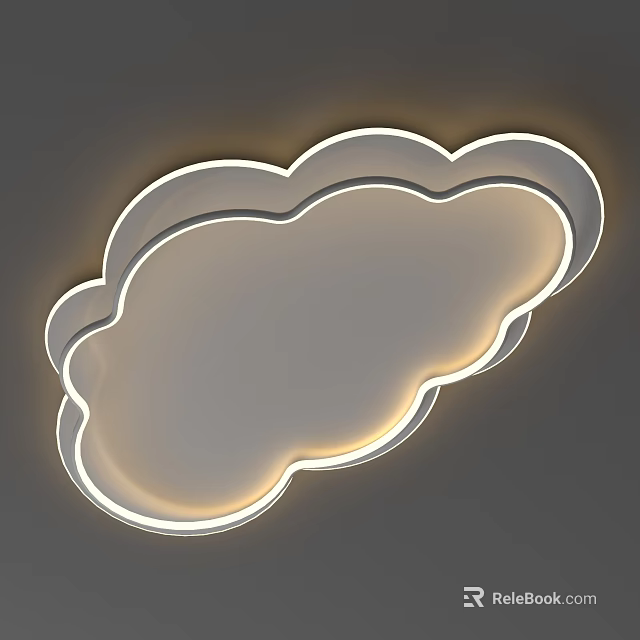 Cloud Shaped Ceiling Light With White Frame And Warm Glow For Kids Room 3d model