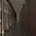 Modern Luxury Public Toilet With Wooden Slat Partitions And Tidy Urinal Area For Commercial Spaces