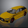 Yellow Modern Sporty Car With Sleek Exterior Design And Red Rims