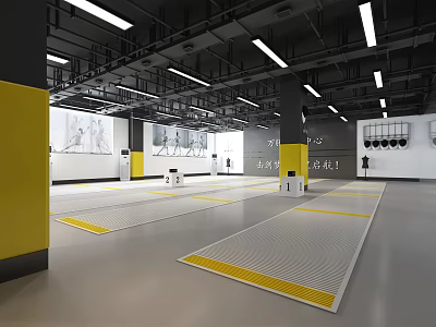 Modern Fitness Gym Interior With Open Space And Workout Training Equipment 3d model