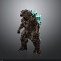 Godzilla Creature Character With Brown Textured Body And Blue Glowing Dorsal Spikes
