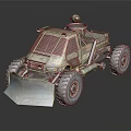 Rugged Off Road Vehicle With Large Tires Front Plow And Industrial Design