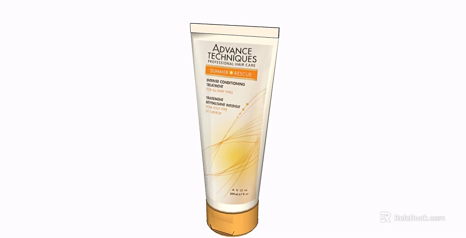 Advance Techniques Luxurious Effects Shampoo With Revitalizing Formula And Gold White Tube Packaging 3d model 