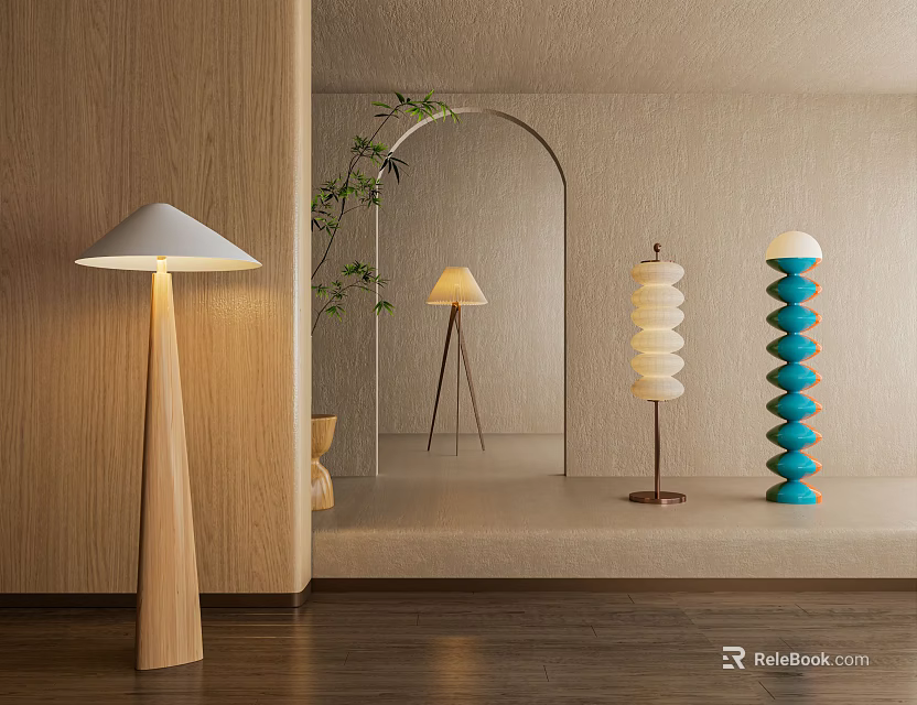 Modern Floor Lamps In Contemporary Interior Decor 3d model