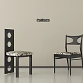 Poliform Modern Dining Chairs With Black Frame Patterned Cushion And Stylish Backrest 3d model