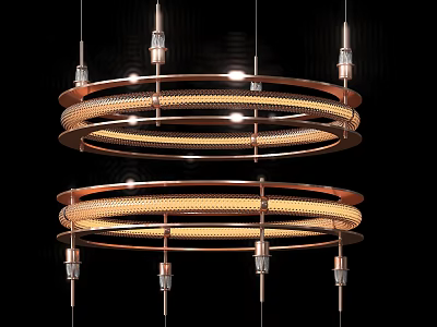 Modern Double Layer Circular Chandelier With Metal Frame And Hanging Lights 3d model