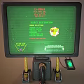 Industrial Computer Terminals With Screens On Stands And Cables In Industrial Design