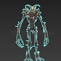 Horror Fantasy Game Movie Character With Skeletal Head Thin Body Sharp Claws And Spikes