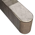 Modern TV Stand With Wooden Striped Design And Marble Top Storage Cabinet