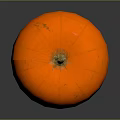 Vibrant Orange Round Pumpkin With Green Stem And Smooth Texture Isolated On Dark Background