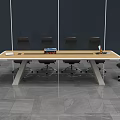 Modern Conference Table With Black Office Chairs And Stationery In Office Space