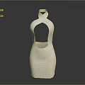 Elegant Modern White Sleeveless Dress With High Neck Cutout Design